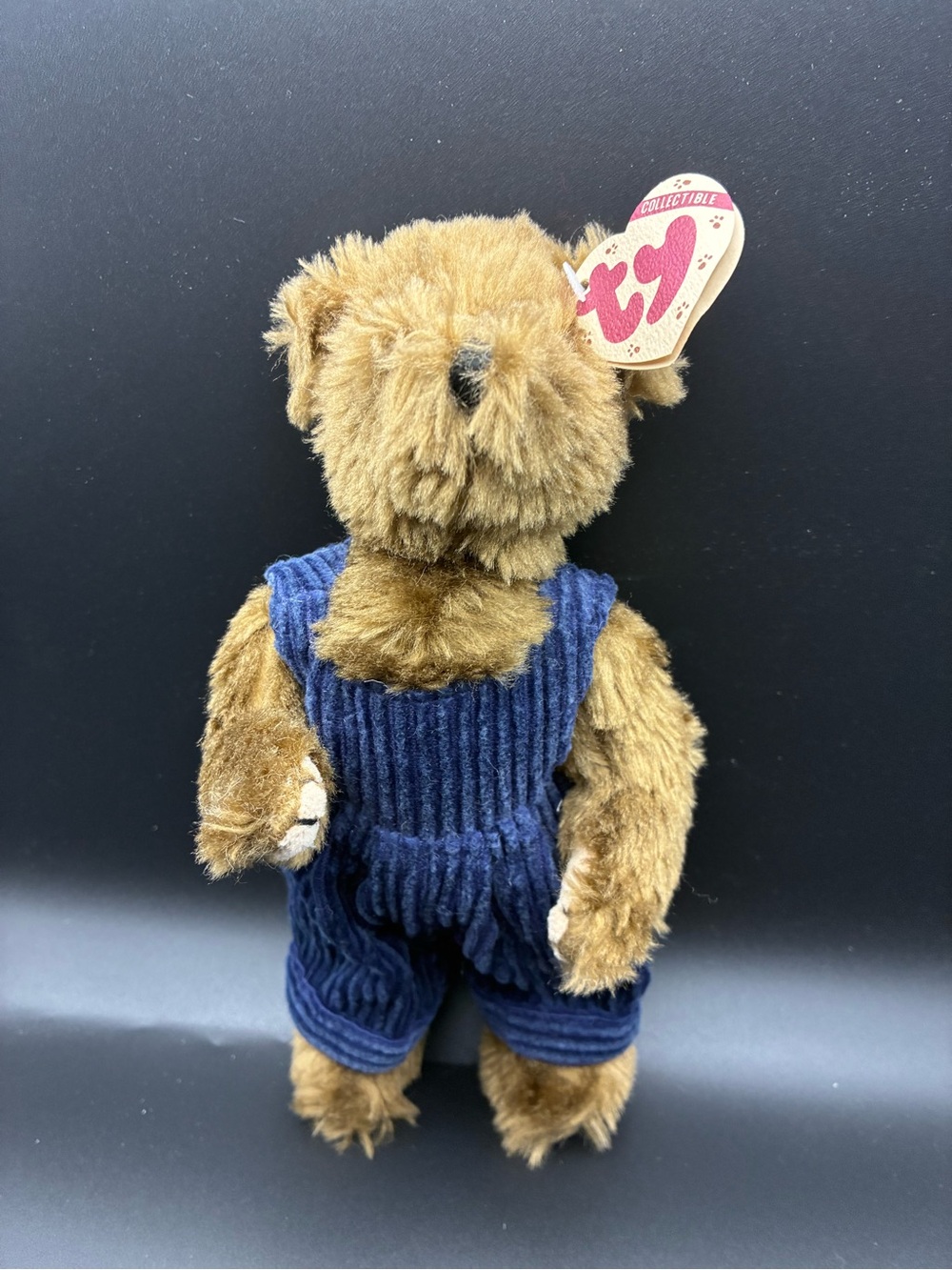 TY Plush Brown Bear in Blue Overalls - Kids Toy- Attic collection- Christopher